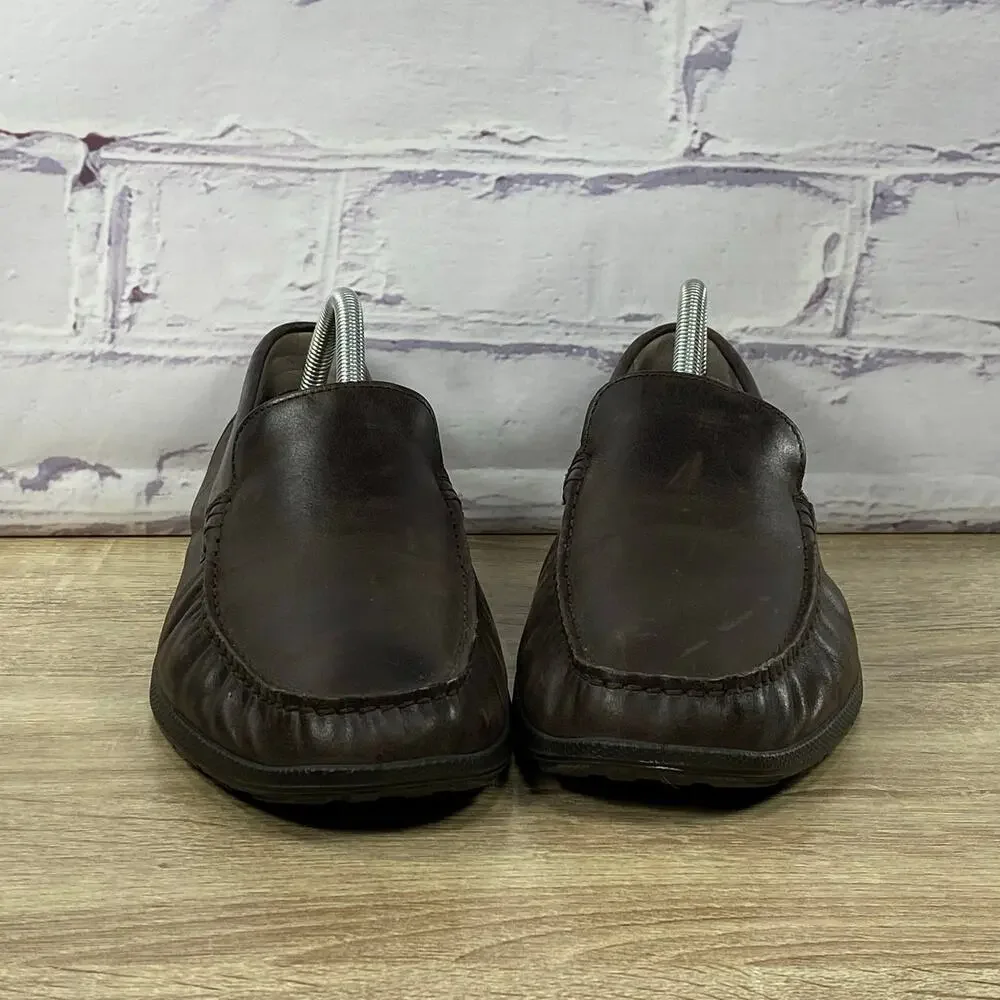 Ecco S Lite Brown Leather Driving Loafers Men's 42 US 8 Moc Toe Slip On Shoes
